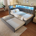Letto contenitore Autheria, 90 × 200cm, misura 90 × 190, lino, Grigio, con rete a doghe, con porta USB, imbottito, per camera da letto
