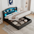 Letto contenitore Mydtt, matrimoniale, misura 180 × 200, Nero, con contenitore, regolabile, con illuminazione LED, con porta USB
