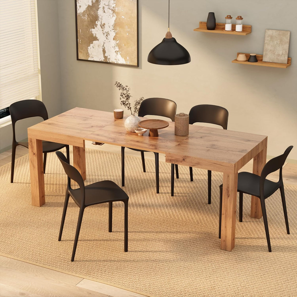 Tavolo allungabile Mobili Fiver, metallo, Rovere, per sala da pranzo e cucina, 120(200) x80 cm, per 6-8 persone