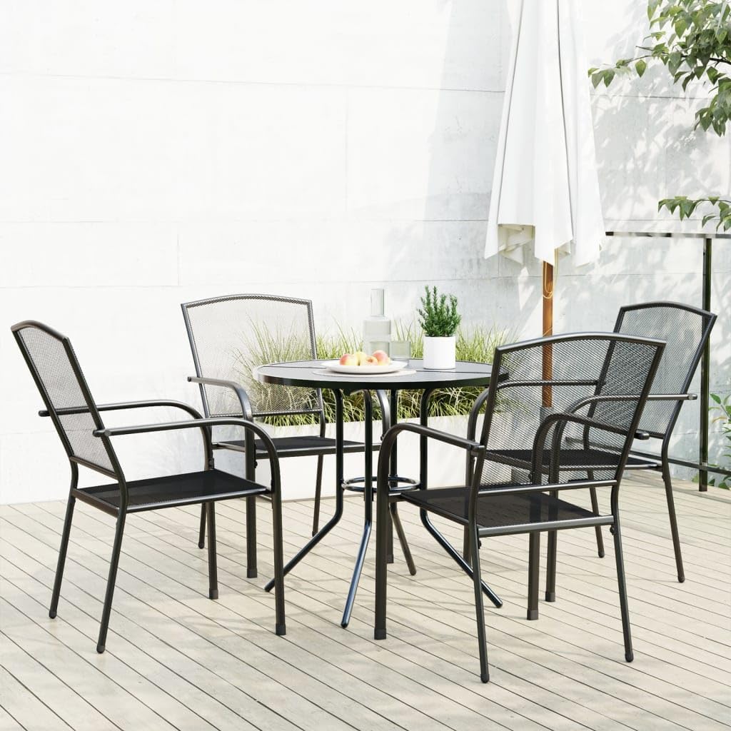 Set bistrò WSJHUHK, 5 pezzi, acciaio, Antracite, per giardino e terrazzo