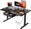 Scrivania SOLAVERO, 2 cassetti, 120 × 80 cm, altezza regolabile 72-117 cm, Nero, elettrica, con porta USB, per ufficio