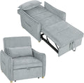 Poltrona letto HOMCOM, singolo, 67 × 58 cm, legno, acciaio, Grigio, con cuscino, trasformabile, reclinabile, regolabile, imbottita, per soggiorno