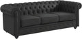 Divano Vente-unique CHESTERFIELD, 3 posti, pelle, Nero, sfoderabile, imbottito, per soggiorno