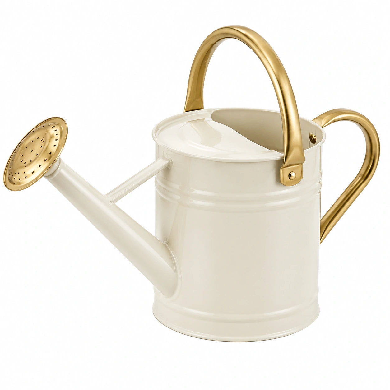 Annaffiatoio Bianco e Oro 4L con Doppio Manico