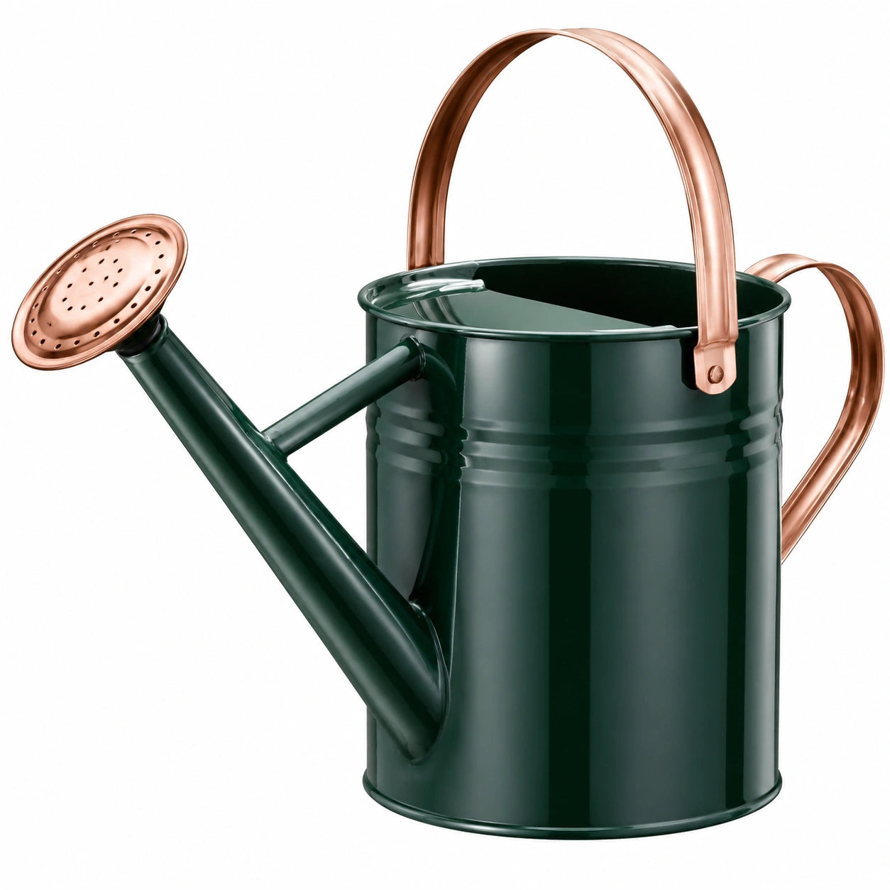 Annaffiatoio in Metallo Verde e Rame con Manico Ergonomico 5L