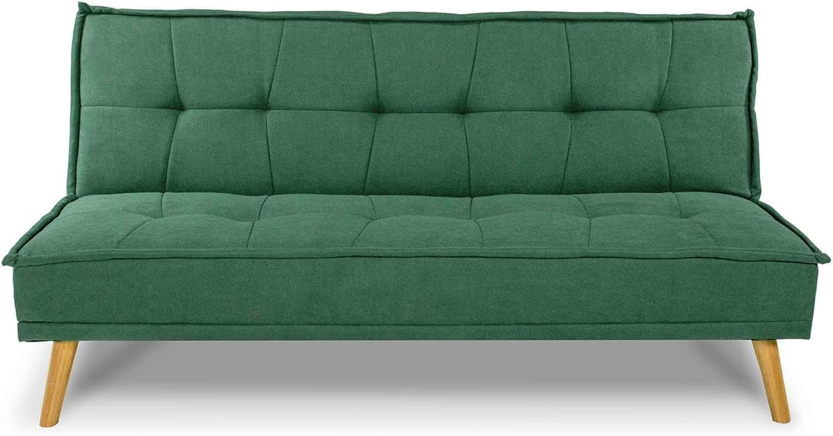 Divano letto SAMIRA, 3 posti, tessuto, Verde, per soggiorno