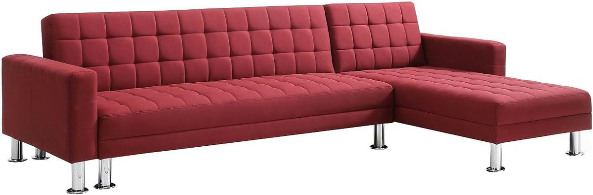 Divano angolare Vente-unique, 290 × 173 × 79 cm, tessuto, Rosso, trasformabile, imbottito, per soggiorno