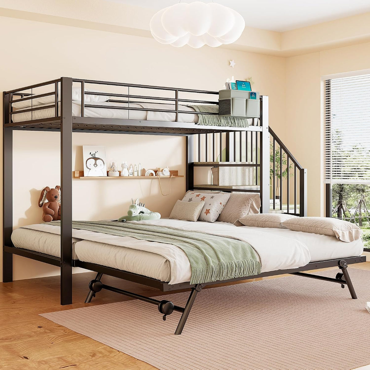 Letto a castello Soweiz, 90 × 200 cm, 180 × 200 cm, tessuto, con funzione letto, per camera da letto