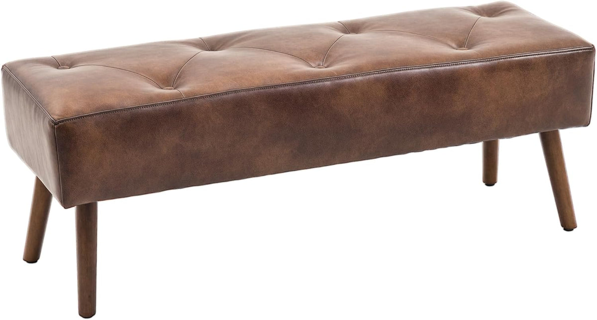 Panca HOMCOM, 114 × 38 × 42cm, tessuto, Marrone, imbottita, per soggiorno