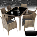 Set da pranzo da giardino tectake, 6 sedie, rattan, plastica, Grigio scuro, per giardino e terrazzo