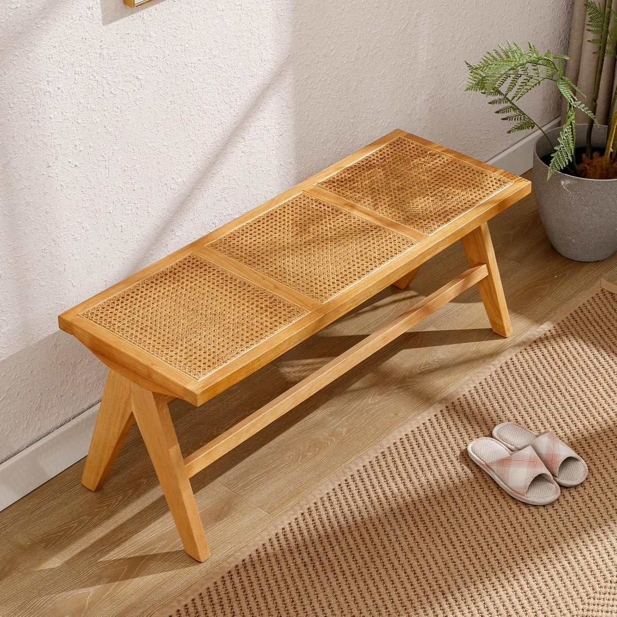 Pouf chairus, legno, rattan