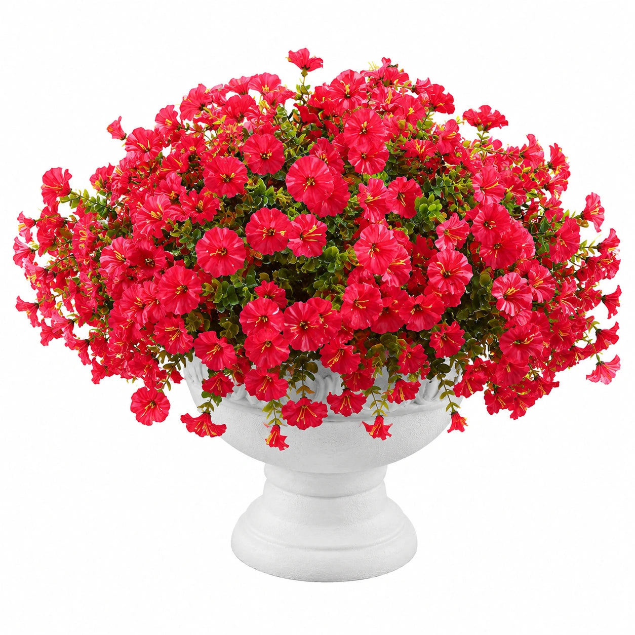 Pianta Artificiale di Petunia Rossa in Vaso Decorativo