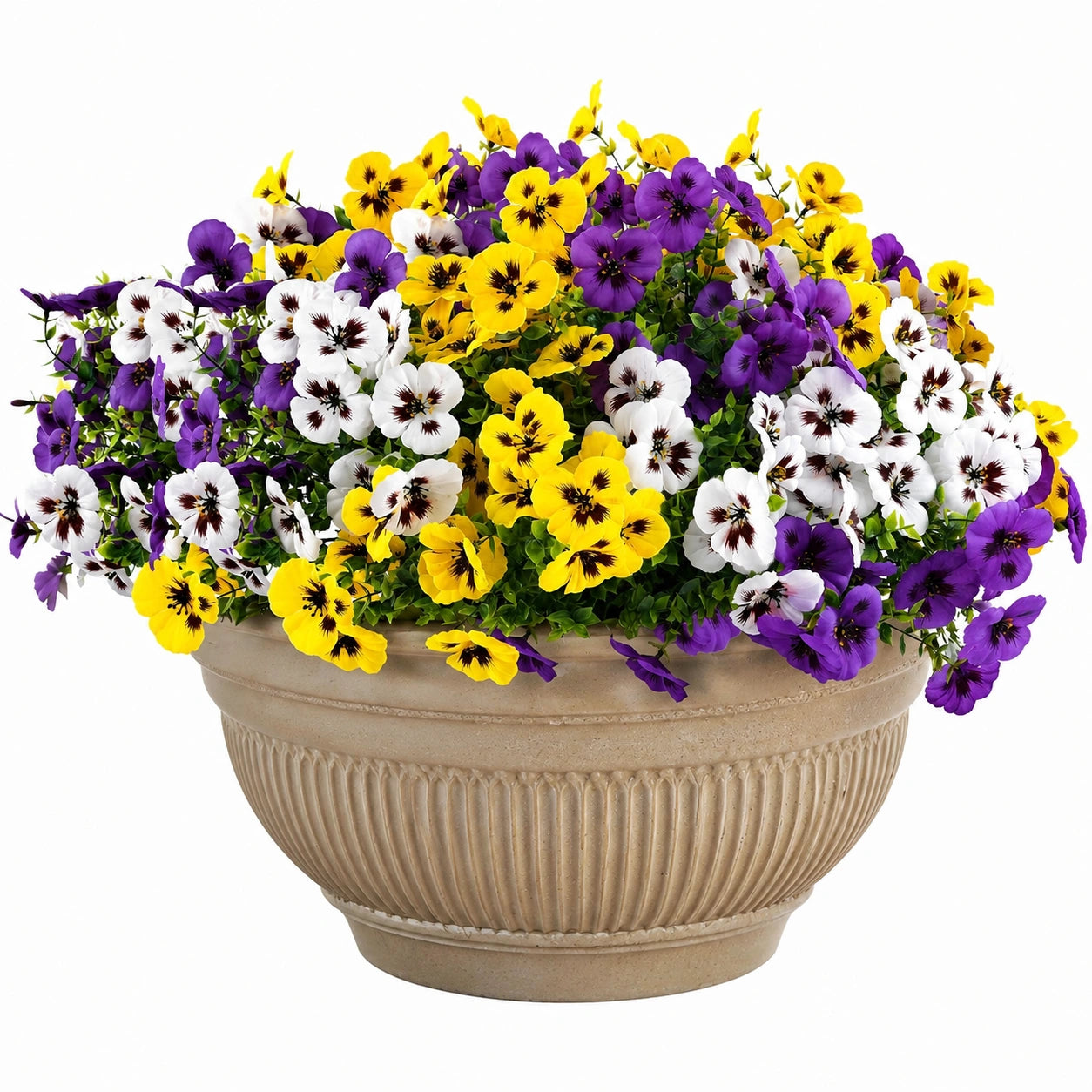 Pianta Artificiale Decorativa Viola, Bianco e Giallo