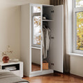 Armadio SIRHONA, 76 × 47 × 180cm, alluminio, Bianco, con ante scorrevoli, per camera da letto