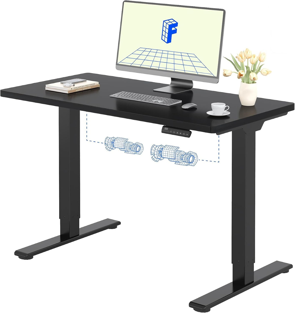 Scrivania FLEXISPOT, 120 × 60 cm, regolabile, per ufficio, 2 Motori, Piano 25 mm, Ergonomica con Gestione Cavi