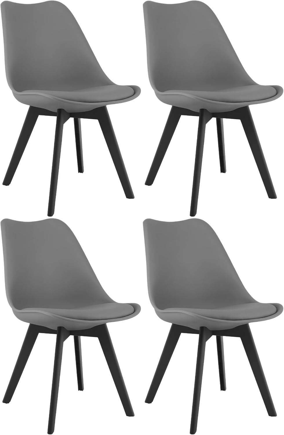 Sedia NMK HOME, pelle, plastica, Nero, imbottita
