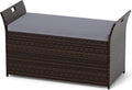 Panca contenitore COSTWAY, 125 × 56 × 71 cm, rattan, Naturale, con cuscino, con contenitore, imbottita, per giardino e terrazzo