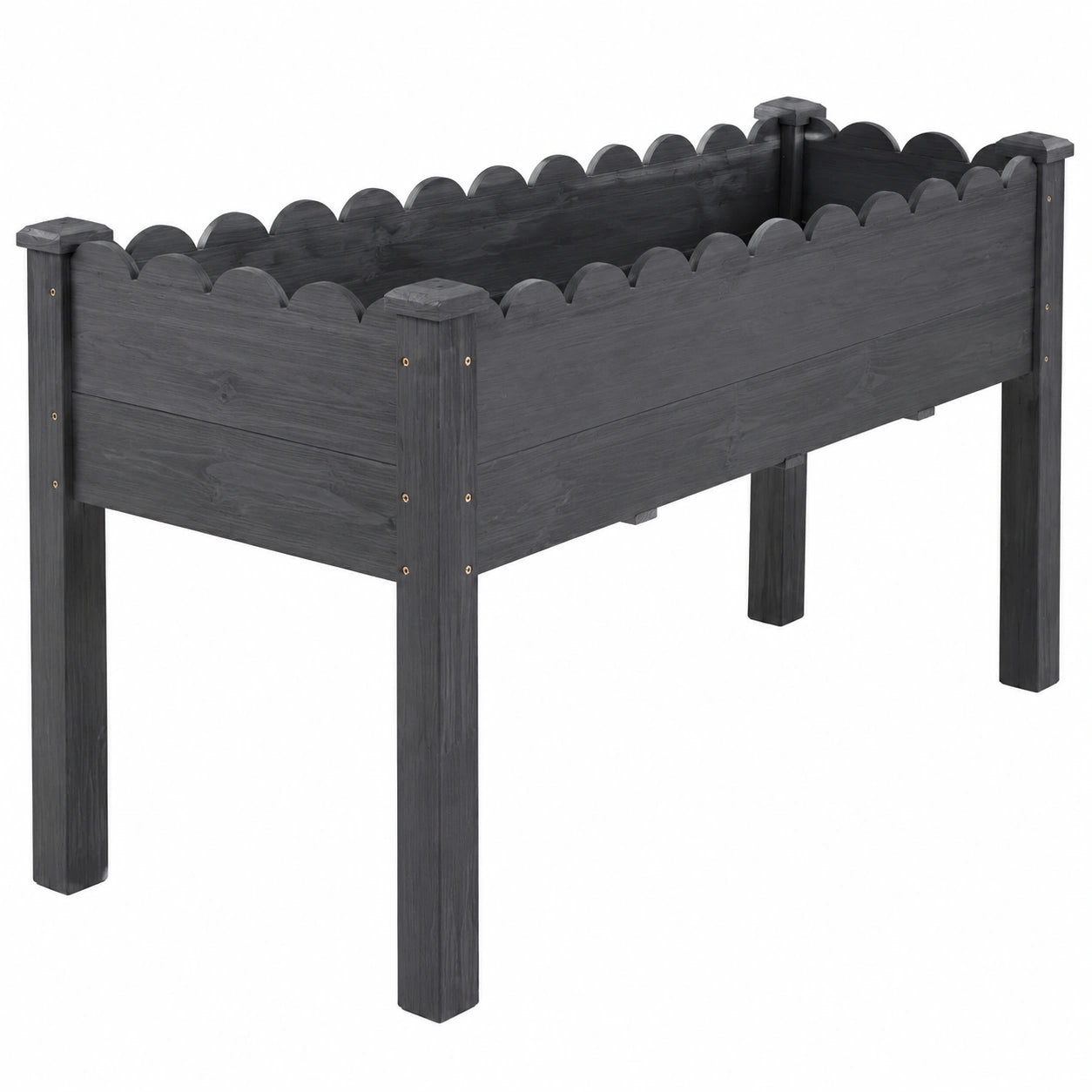 Fioriera Rialzata in Legno Grigio con Bordo Decorativo 80x40x60 cm