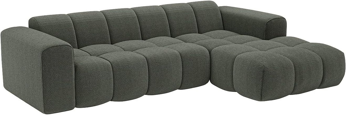 Divano angolare Vente-unique, 284 × 163 × 69,5 cm, ciniglia, tessuto, Verde, per soggiorno