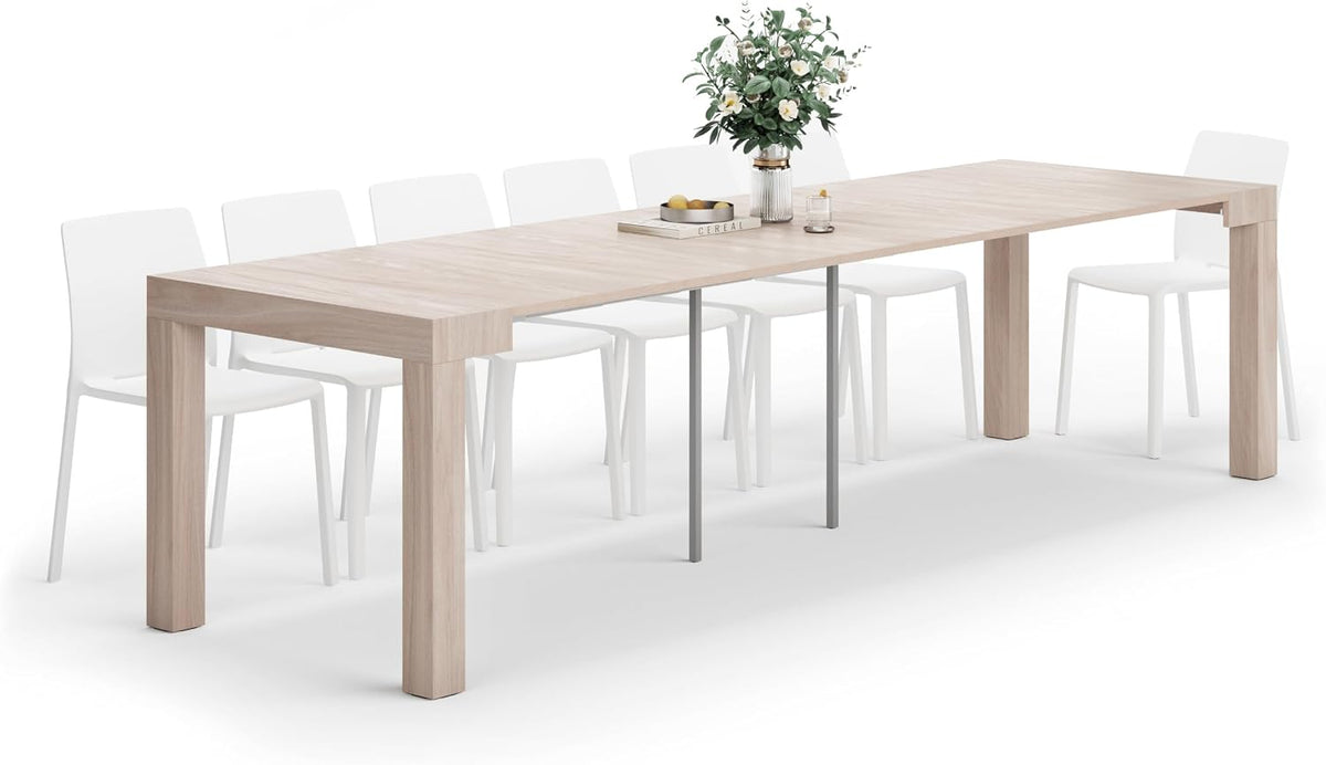 Tavolo allungabile Mobili Fiver, 14 posti, alluminio, per sala da pranzo e cucina, Tavolo Consolle Allungabile First