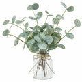 Eucalipto Artificiale con Vaso in Vetro Decorativo Verde