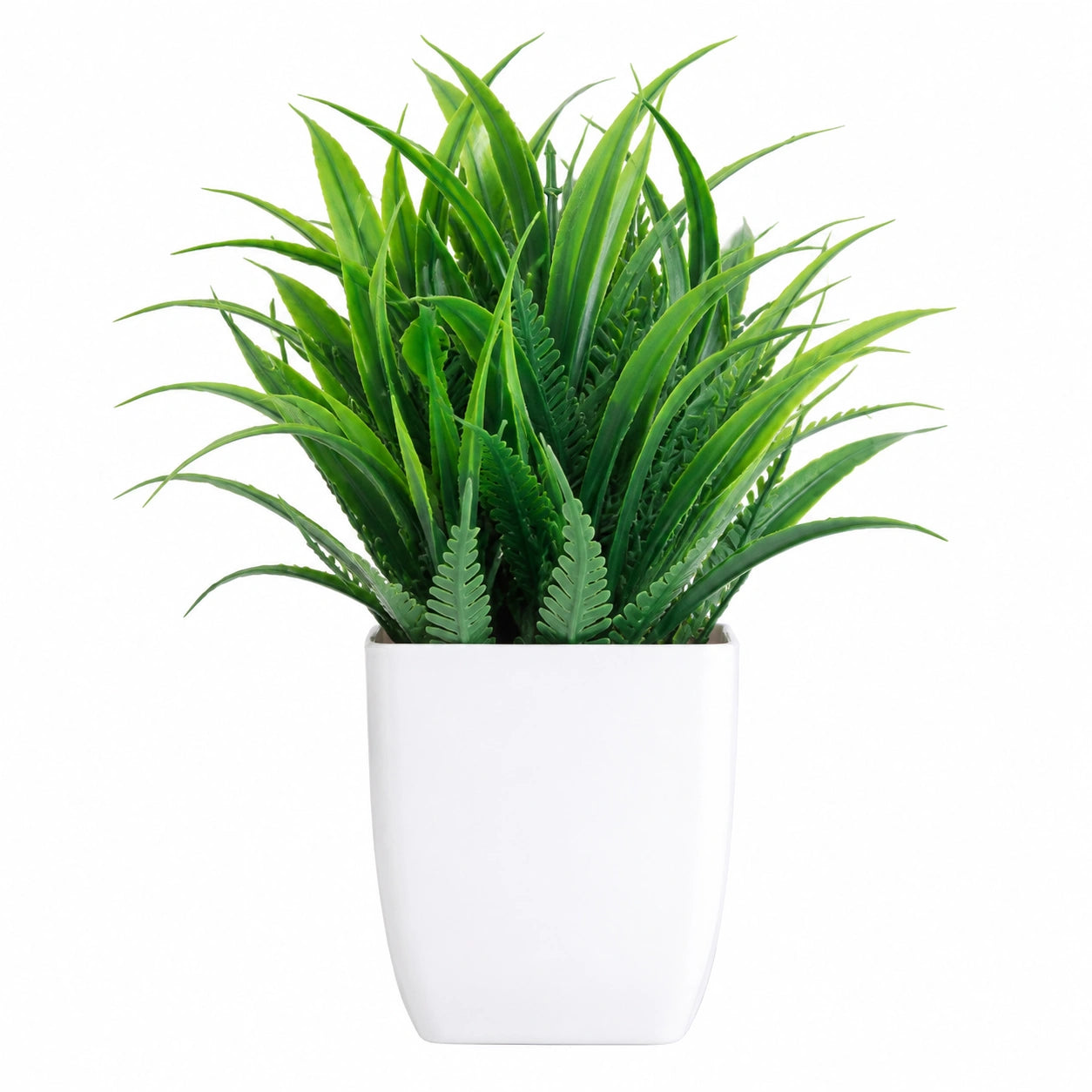 Pianta Artificiale in Vaso Decorativo Verde e Bianco