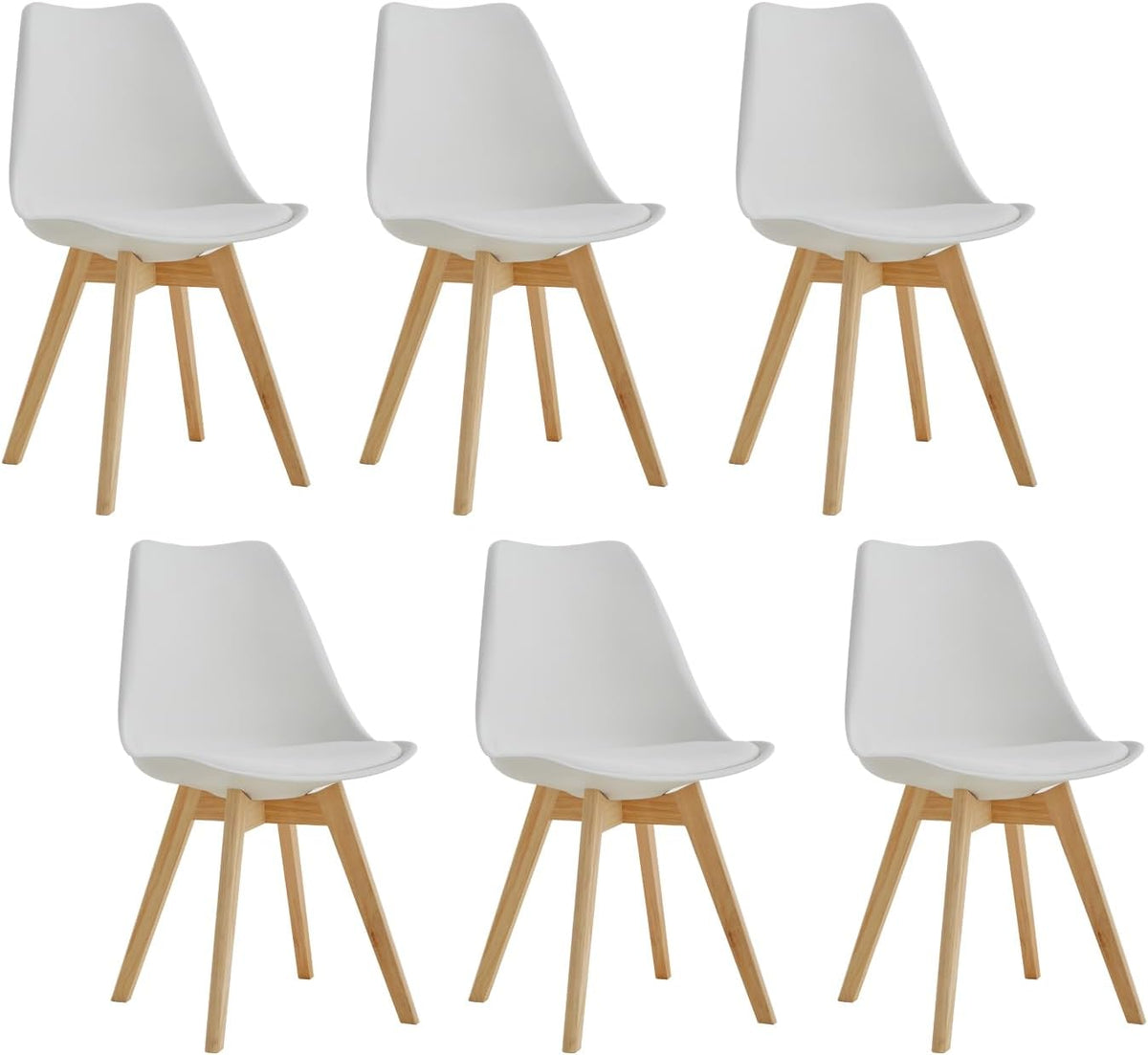 Sedia GrandCA HOME, 6 sedie, legno, Bianco, per sala da pranzo e cucina, Adatte per Sala da Pranzo