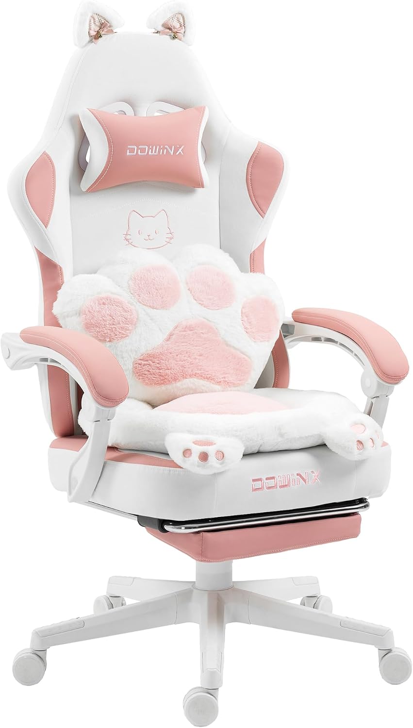 Sedia Dowinx, tessuto, Bianco, regolabile, allungabile, con poggiapiedi, con braccioli, per ufficio