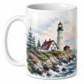 Tazza in Ceramica con Faro e Paesaggio Costiero 350ml