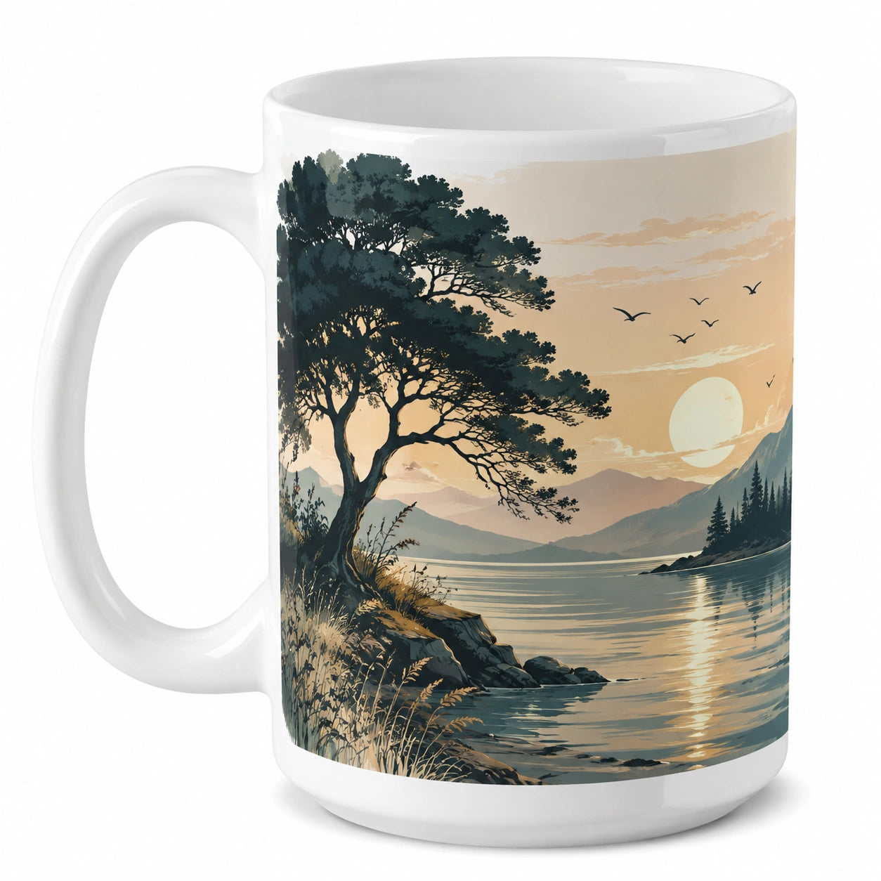 Tazza in Ceramica con Paesaggio al Tramonto 350ml