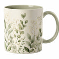 Tazza in Ceramica con Motivo di Foglie Verdi 350 ml
