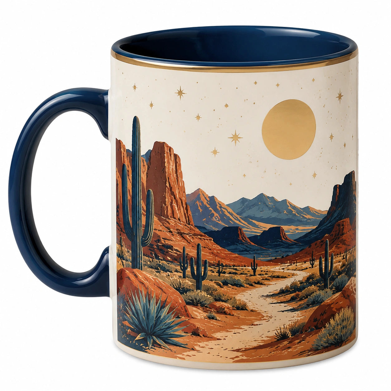 Tazza in Ceramica con Paesaggio del Deserto Blu