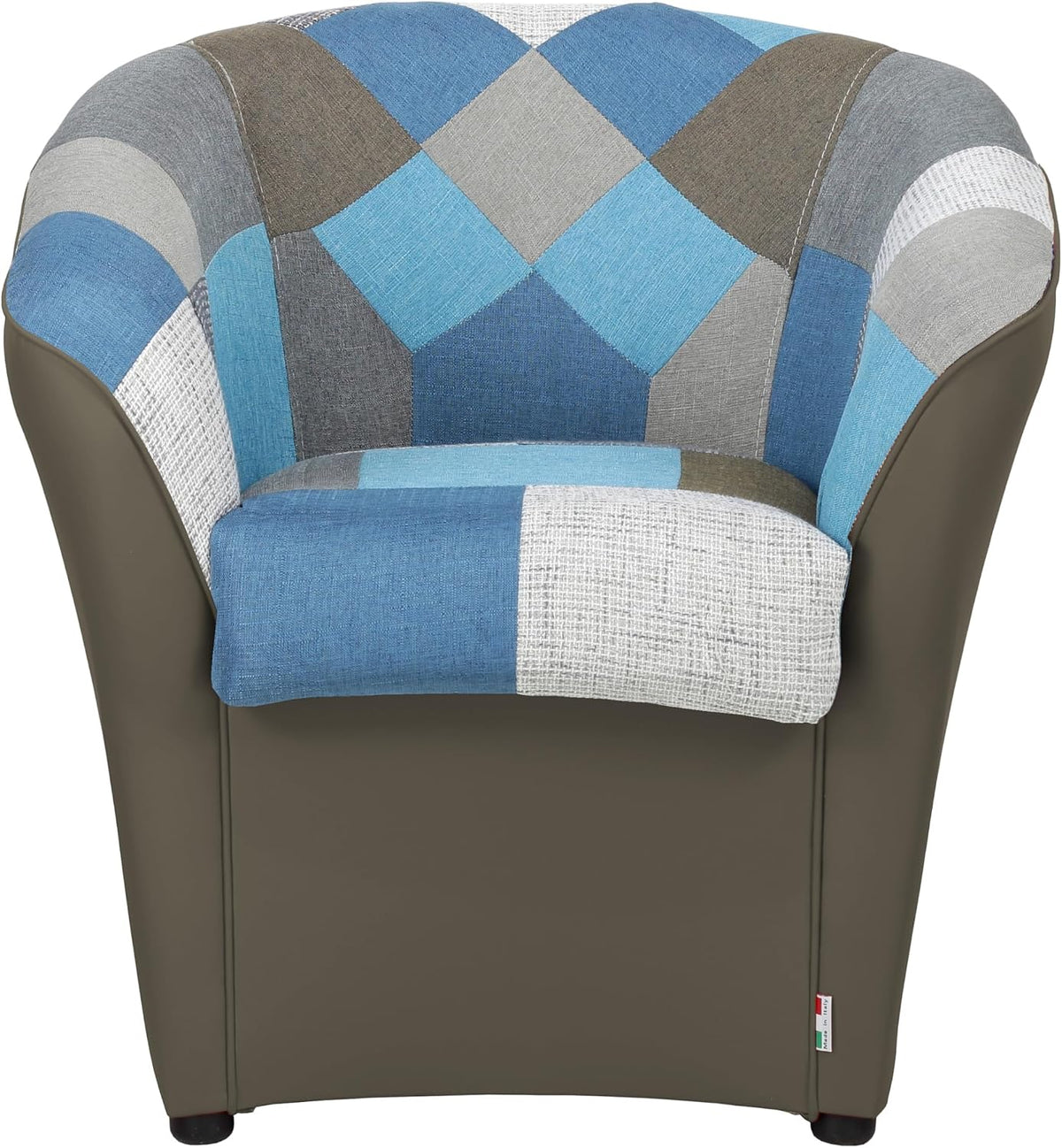 Poltrona Totò Piccinni, 70 × 67 × 76 cm, tessuto, similpelle, Tortora, imbottita, idrorepellente, per soggiorno