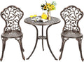 Set bistrò LIFEZEAL, 3 pezzi, 60,5 × 60,5 × 65cm, 40 × 47,5 × 86cm, alluminio, regolabile, per giardino e terrazzo