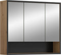 Armadietto a specchio xonox.home, 3 ante, 6 scomparti, 80 × 68 × 19 cm, Rovere, regolabile, per bagno