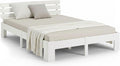 Letto Homestyle4u, matrimoniale, 90 × 75,5 × 30 cm, misura 160 × 200, legno, Bianco, con rete a doghe, per camera da letto