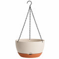 Vaso da Appendere Ø30 cm Bianco e Terra Cotta con Catena