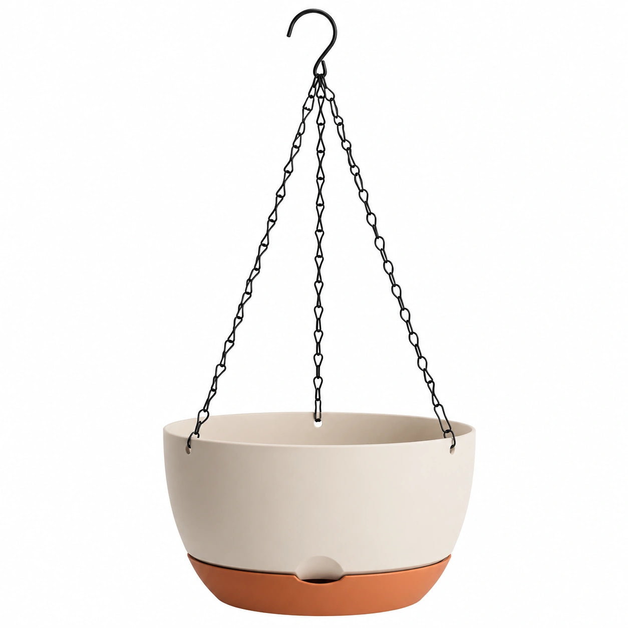 Vaso da Appendere Ø30 cm Bianco e Terra Cotta con Catena