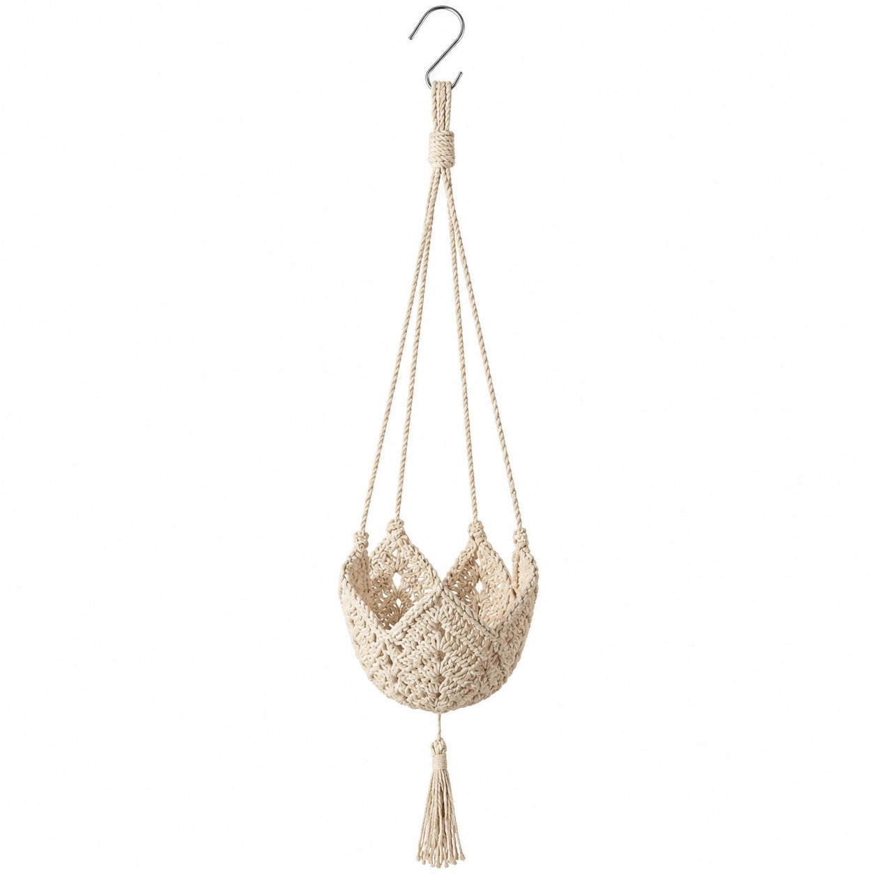 Portavaso Sospeso in Macramè Beige 70 cm