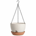 Vaso Sospeso con Catena, Colore Bianco e Terracotta
