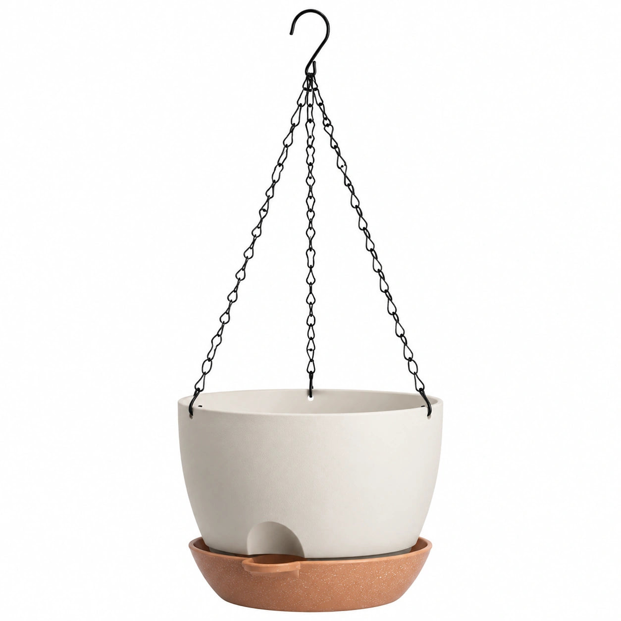 Vaso Sospeso con Catena, Colore Bianco e Terracotta