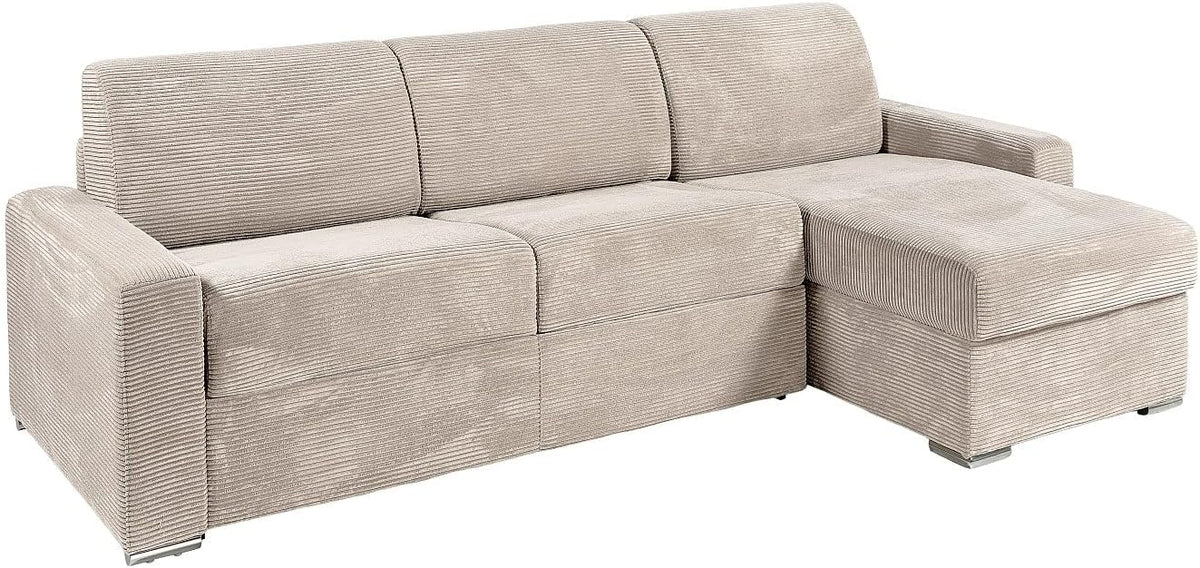 Divano letto Vente-unique CALITO, 278 × 152 × 90 cm, velluto, Beige, trasformabile, sfoderabile, per soggiorno
