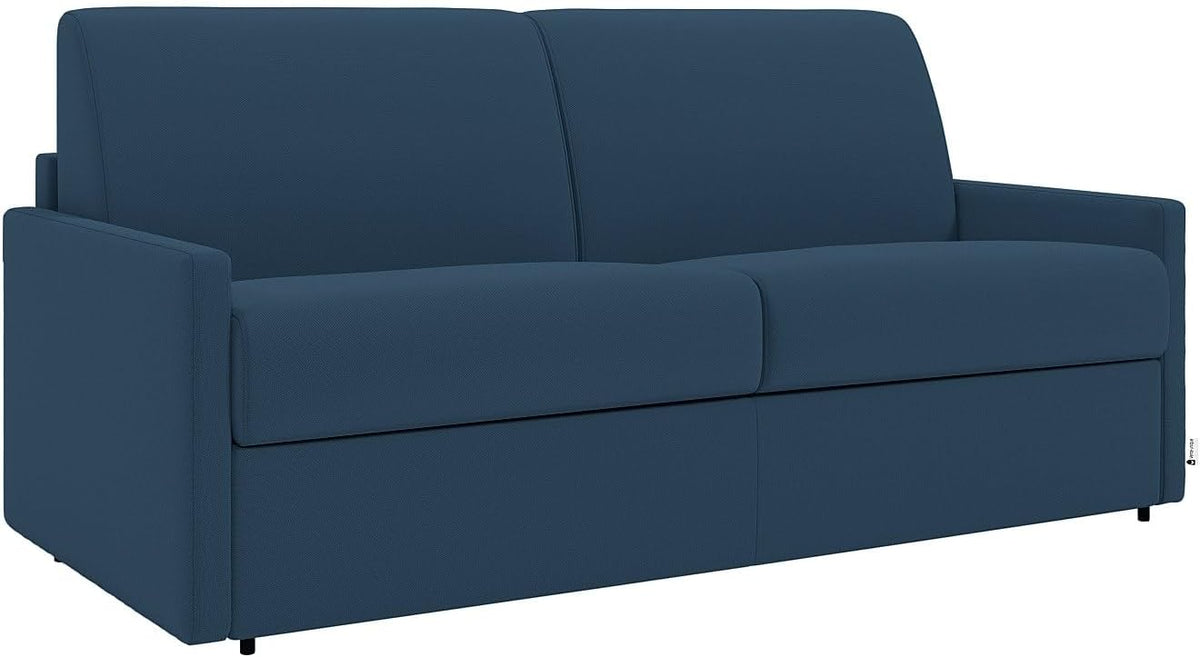 Divano letto Vente-unique, 3 posti, 170 × 94 × 85 cm, tessuto, memory foam, Blu, trasformabile, con funzione letto, sfoderabile, per soggiorno