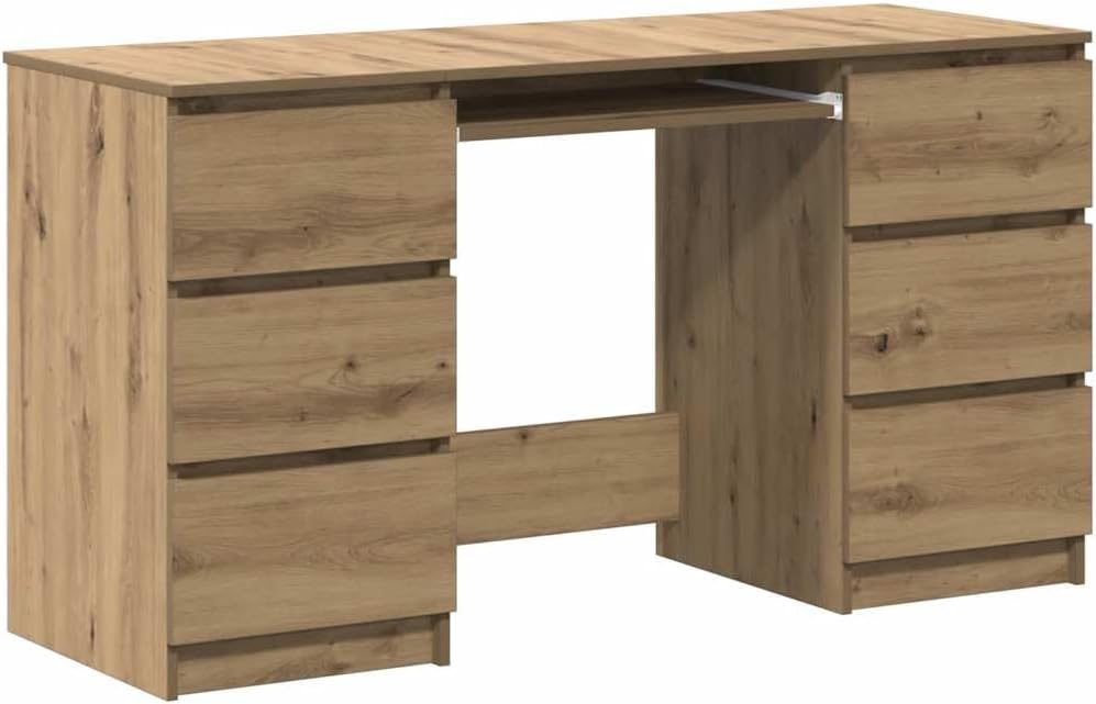 Scrivania vidaXL, 140 × 50 × 77 cm, legno, Rovere, per ufficio
