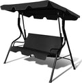 Dondolo da giardino GIANTEX, 3 posti, 172 × 110 × 154 cm, acciaio, tessuto, Nero, regolabile, con braccioli, per giardino e terrazzo