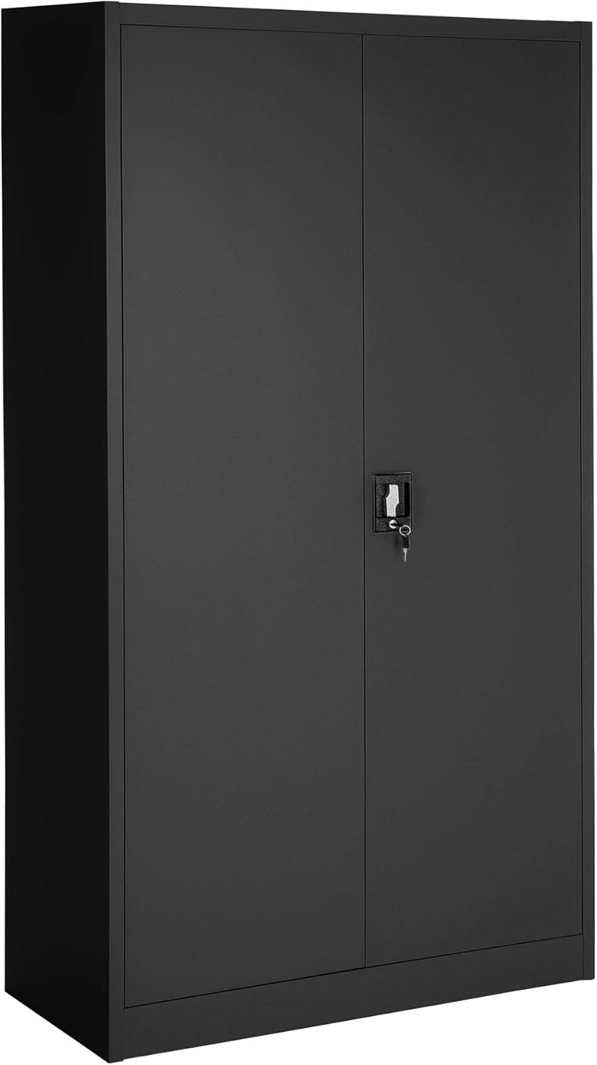 Armadio tectake, 6 scomparti, acciaio, Nero, pieghevole, 90 cm