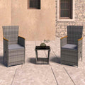 Set di mobili da giardino, rattan, Grigio, regolabile, per giardino e terrazzo, Set di 3 mobili da giardino con cuscini