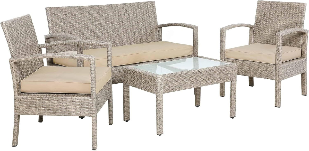 Set da pranzo da giardino CASARIA, 75 × 40 cm, rattan, regolabile, idrorepellente, per giardino e terrazzo