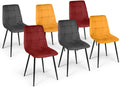 Sedia IDMarket, 6 sedie, velluto, Grigio scuro, imbottita, giallo ocra x2