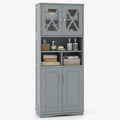 Mobile da bagno LIFEZEAL, 4 ante, 60 × 30 × 145 cm, legno, Grigio, regolabile, per bagno